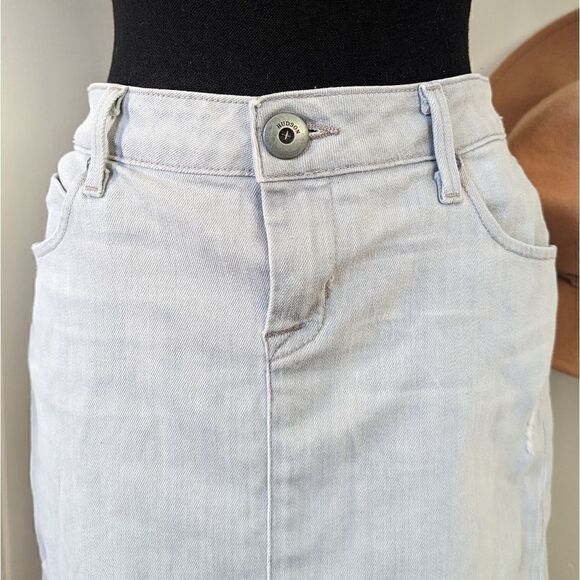 Hudson Raw Edge Hem Denim Mini Skirt  29 Coastal Cowgirl Rebel Punk Academia - Picture 4 of 12